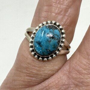 Sterling Silver Ring Turquoise Oval Stone